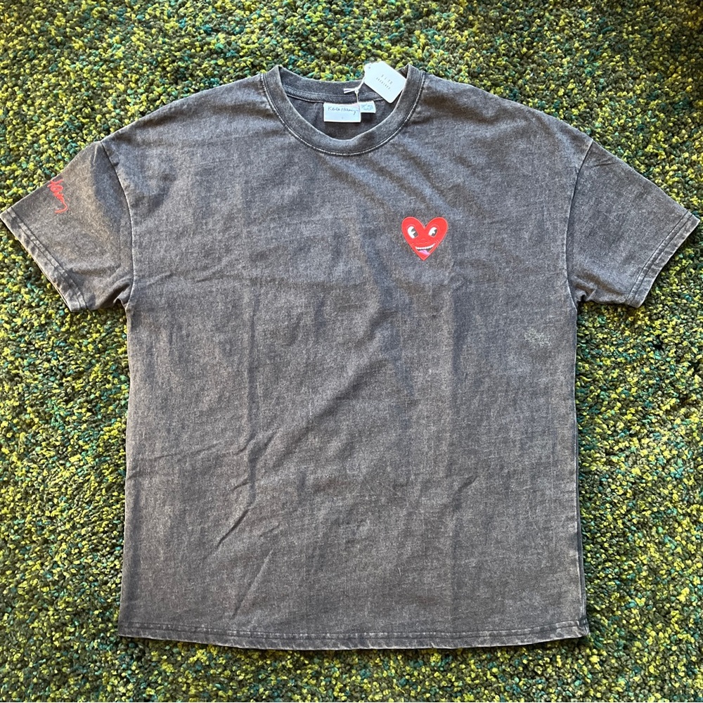 Keith Haring Charcoal Logo T (S, can fit M, see measurements)